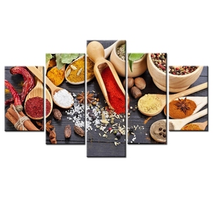 <span class=keywords><strong>Cucina</strong></span> immagine decorazione della parete 5 pezzi cucchiaio Vintage tela Wall Art cibo foto tela murale - Product Image 1