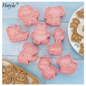 8Pcs/set Forest Animal Cookie Cutters Plastic 3D Cartoon Biscuit Mold Cookie Stamp Kitchen Baking Pastry Bakeware HS1103