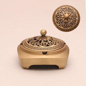 Tongpu Craftsman Pure <b>Copper</b> Ashtray, Pure <b>Copper</b> Incense Burner with Lid, Home Living Room Coffee <b>Table</b> Office New Chinese - Product Image 4