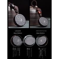Pendentif Amulette Taiji Bagua en Verre Noir/Blanc Année du Cheval 2026 Style Vintage - Accessoire Suspendu Taoïste Wuyue pour Hommes et Femmes