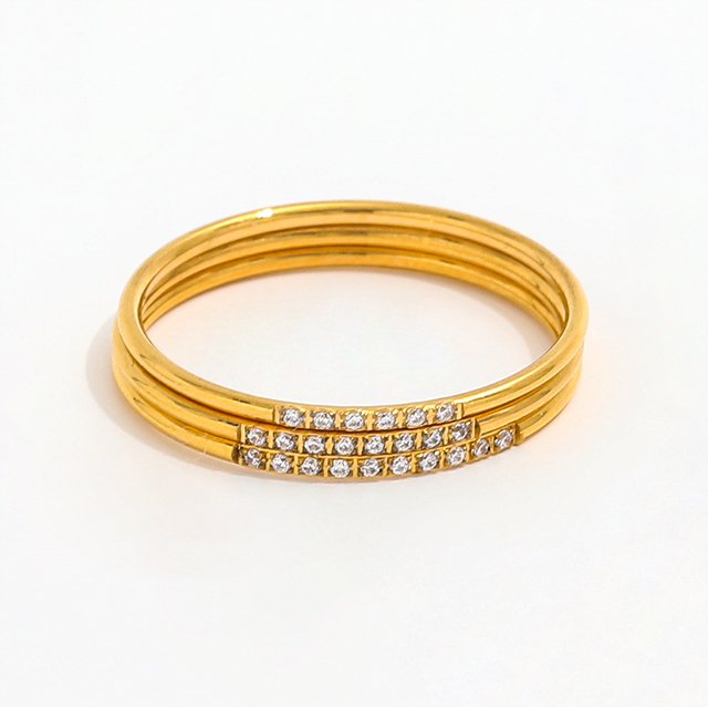 Fenny 18K Gold Plated Elegant Versatile Micro Diamond Pave Ring Non Tarnish&No Fade Stainless Steel Wholesale Jewelry