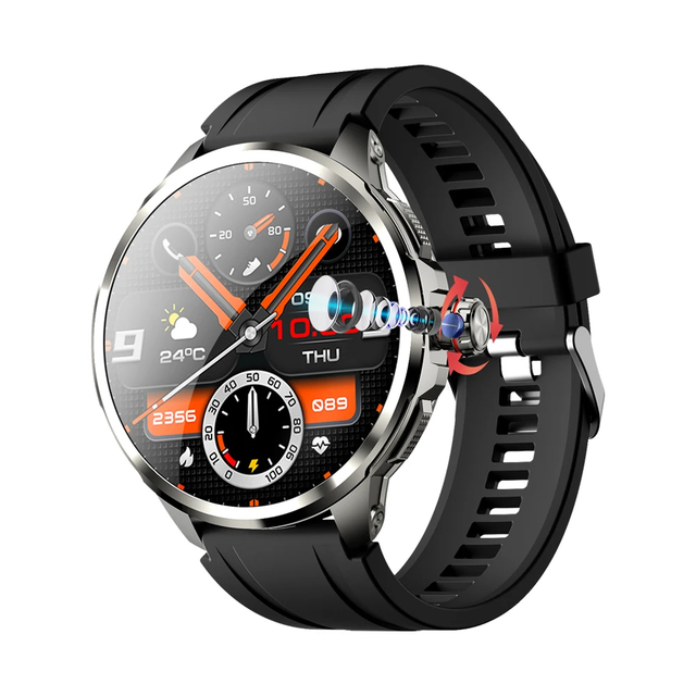 H99 Android Smart Watch 4G Network SIM Card 1.95'' AMOLED 490*490 Pull 180 2MP Rotating Camera Sleep Tracker Email APP