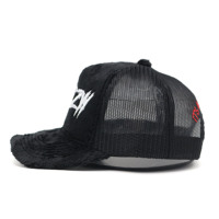 5 Panel Fuzzy Velvet Trucker Mesh Hut mit Stickerei Custom Logo Großhandel Kappe