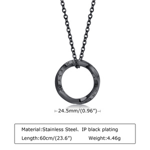 트렌디 패션 주얼리 블랙 실버 도금 스테인리스 스틸 모비우스 링 펜던트 목걸이 남녀 공용 - Product Image 2