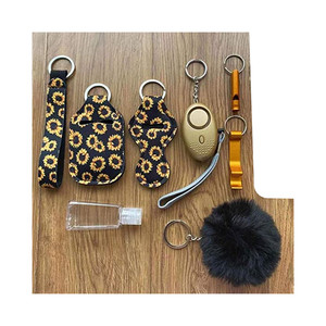Ensemble porte-clés de sécurité 5 pièces, joli pompon, ouvre-bouteille, porte-désinfectant pour <span class=keywords><strong>les</strong></span> mains, bâton pour baume à lèvres, lanière - Product Image 2
