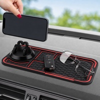 Tapis antidérapant pour tableau de bord de voiture avec support pour téléphone - Support rotatif en PVC, bordure rouge ou blanche pour la plupart des voitures