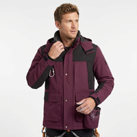 Nouvelle veste softshell à capuche bordeaux imperméable et respirante, grande taille, manteau d'hiver pour homme, coupe classique