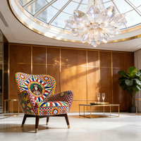 Fauteuil de loisirs artistique en velours, dossier haut, style bohème moderne et luxe léger, pour salon, chambre et hôtel