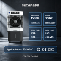 Refroidisseur d'air évaporatif commercial sur pied 3-en-1 (refroidisseur, humidificateur et ventilateur) avec réservoir de 120 L pour le refroidissement des élevages avicoles