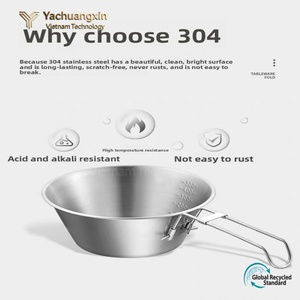 Bol pliable moderne et écologique pour l'extérieur avec poignée pliable en acier inoxydable 304, vaisselle de camping - Product Image 5