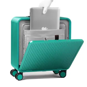 Mala de viagem de alumínio para malas, verde 16 polegadas alça de plástico macio