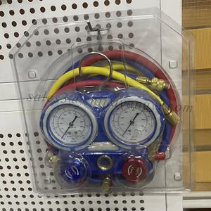 충전 호스 듀얼 게이지가있는 R410A R32 R600 이중 압력 게이지 용 휴대용 블리스 터 패킹 냉동 매니폴드 게이지 세트 - Product Image 6
