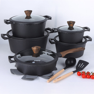 Ensemble <span class=keywords><strong>de</strong></span> casseroles à motifs géométriques <span class=keywords><strong>de</strong></span> qualité supérieure, 15 pièces, 20/24/28/32 cm, casserole à soupe 28 cm, poêle à frire profonde, bouton en diamant, cadeau <span class=keywords><strong>de</strong></span> fête exclusif - Product Image 3