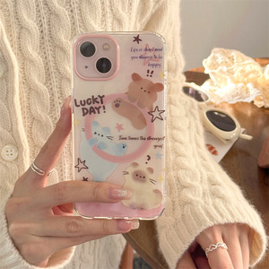 Coque de téléphone magnétique mignonne chat et chien, coque de protection double couche avec motif lettres pour iPhone 17 Pro Max 16 15 14 - Product Image 2