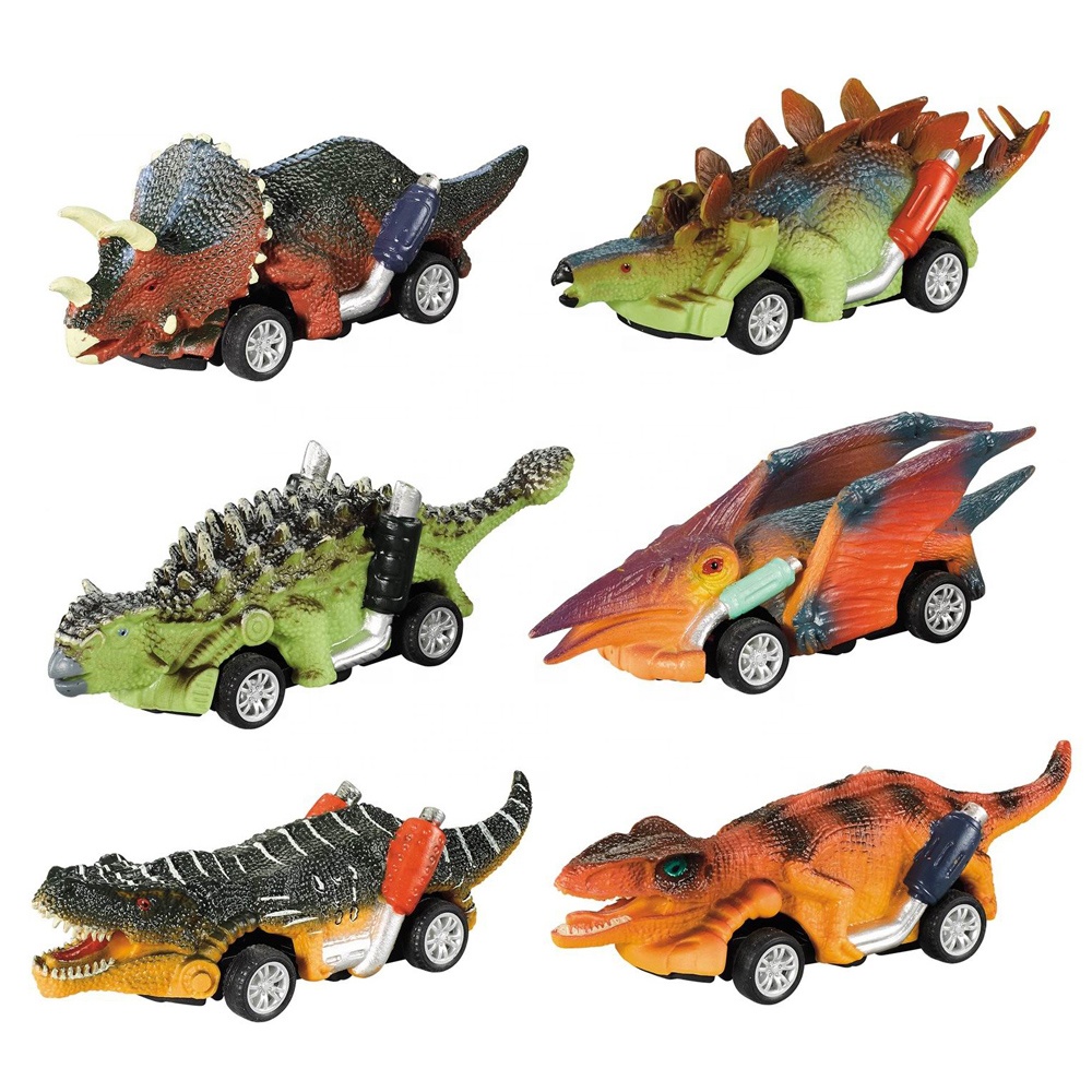 6個入り シミュレーション恐竜おもちゃ プルバックカー レーシング恐竜