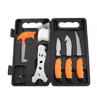 Ensemble cadeau pour homme de 8 couteaux de chasse à filet de poisson pour le traitement du cerf comprenant des couteaux à dépecer et à désosser un crochet en plastique