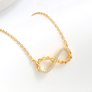 Collana Romantica con Ciondolo a Forma di 8 Infinito, Amuleto Portafortuna in Acciaio Inossidabile con Zirconi per Donne - Product Image 6