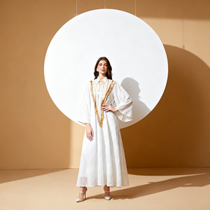 Abaya en polyester brodée de qualité supérieure pour femmes musulmanes, robe de luxe sur mesure, fournisseur en gros - Product Image 2