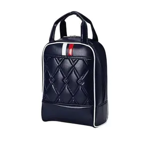 Popular Custom Logo PU Leather Shoes Bag With Soft Zipper Golf Travel Portable Shoe Bag