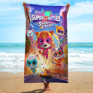 Toalla de Playa de Microfibra Sublimada con Diseño de Gato de Dibujos Animados, Personalizada, Ligera, de Secado Rápido, sin Arena, con Logotipo, Impresión Digital, Venta al por Mayor - Product Image 2