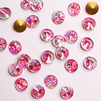 Paso Sico Strass en verre Rivoli de haute qualité, écologiques, multicolores, personnalisables, 12mm 14mm, à coudre, 8 facettes, pour nail art et sacs