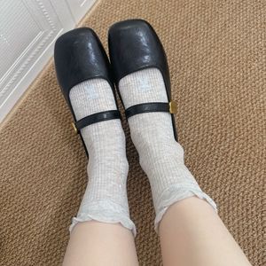 Women's Mid-Calf <b>Socks</b> <b>Breathable</b> Polyester Anime Cartoon Design Solid Color Pink Gray White Sweat-Absorbing Youth <b>Sock</b> - Product Image 2