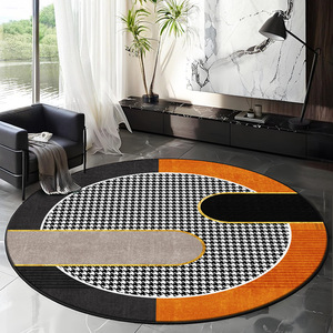 Alfombra Redonda de Estilo Italiano con Patrón Abstracto, de Terciopelo Cristal, Resistente a las Manchas, para Sala de Estar, Dormitorio, H-239-8 - Product Image 2