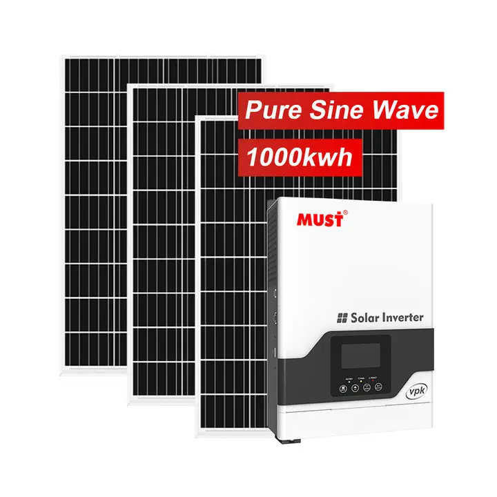 MUSTは、太陽エネルギーシステム用のソーラー充電コントローラーを備えた12V220v1000w純粋な正弦波をインバーターする必要があります