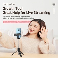 Trépied 3-en-1 avec lumière LED, télécommande Bluetooth, support de téléphone extensible 71 cm pour iPhone Android, streaming en direct, vlog