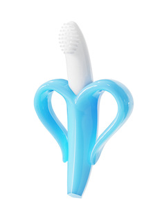 <span class=keywords><strong>Mordedor</strong></span> de bebé de silicona sin BPA en forma de fruta Juguete de cepillo de dientes de plástico suave con diseño de plátano para alimentación de bebé - Product Image 1