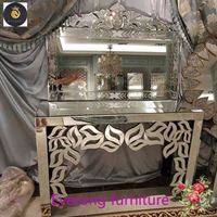 Table console de couloir miroir diamant moderne argent Offre Spéciale avec miroir