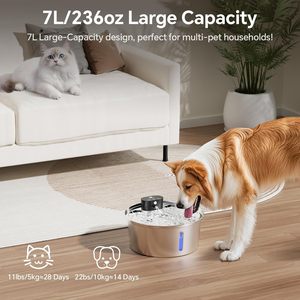 Nouvelle Fontaine à Eau Automatique Sans Fil pour Chat en Acier Inoxydable 3.2L/7L avec Détection par Capteur et Alimentation par Batterie 2025 - Product Image 2