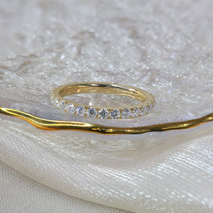 Pastone ghiacciato Moissanite 2mm di pietre rotonde anello anello Vvs anello di corrispondenza con diamante anello di fidanzamento di nozze regalo di gioielli per anniversario - Product Image 5