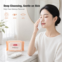 Lingettes démaquillantes nettoyantes en profondeur, format voyage, taille personnalisée, non-tissées, sans alcool, douces, OEM