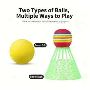Juego de Raquetas de Bádminton de Plástico para Niños, Raquetas de Tenis Portátiles con Pelota y Volante para Jugar en Interiores y Exteriores - Product Image 2