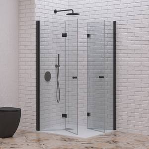 Kamalu KS7000N doppio libro apertura cabina doccia nera 60x80 cm per piccoli bagni - Product Image 1