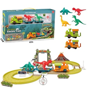 Ensemble de train électrique Dinosaure de la Jungle en gros, circuit de train DIY, parking de voitures, ensemble de jeu d'aventure, jouet éducatif pour enfants - Product Image 1