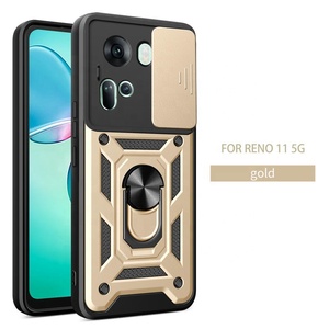 Étuis de téléphone portable à fenêtre coulissante pour <span class=keywords><strong>OPPP</strong></span> Reno 11 5G Protection de l'objectif de l'appareil photo porte-anneau en métal robuste antichoc couvertures arrière - Product Image 6
