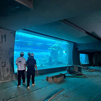 Panneau de visualisation transparent en acrylique à haute dureté et à épissure sans couture pour aquarium public commercial