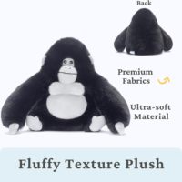 Peluche gorille argenté assis de 10 pouces, compagnon doux et moelleux pour chiens et chats