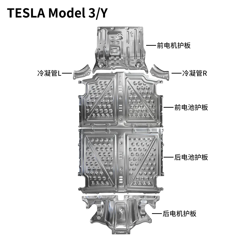 Pelindung mesin baterai penutup bawah motor kendaraan elektrik pelat selip pelindung mesin untuk Tesla Model Y model 3 s