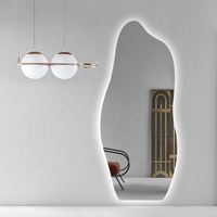 Miroir décoratif LED personnalisé à forme ondulée asymétrique irrégulière avec lentilles grossissantes, cadre en alliage d'aluminium pour salon intelligent