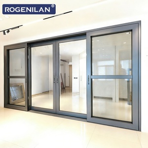 Puerta Corredera de Vidrio Templado de Aluminio Personalizada de Fábrica ROGENILAN, Puertas Correderas de <span class=keywords><strong>Doble</strong></span> Acristalamiento Insonorizadas para Exteriores - Product Image 1