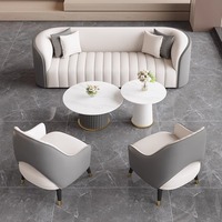 Meubles de réception robustes et durables pour hôtel, bureau, table de négociation et ensemble de chaises avec canapé en cuir