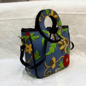 Bolso de mano de lona con bordado floral estilo ari de Cachemira, bolso de hombro, bolso promocional para regalo. - Product Image 1
