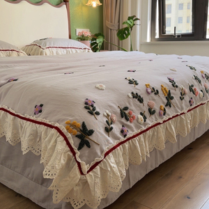 Parure de lit 4 pièces en soie glacée effet croco avec passepoil contrastant et broderie monogramme – Housse de couette de luxe pour hôtel, tailles Queen et <span class=keywords><strong>King</strong></span> - Product Image 1
