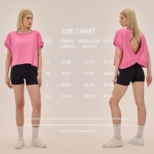 Abbigliamento sportivo da donna Premium top Open Back Gym Running Yoga Crop t-Shirt ampia a maniche corte traspirante - Product Image 2