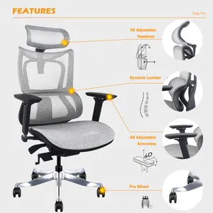 Chaise de bureau en maille intégrale avec appui-tête, chaise de bureau réglable, ergonomique, meilleure qualité, meilleure
