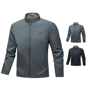 Nouvelle veste à col pour homme, décontractée, de couleur unie, avec fermeture éclair, cardigan, veste de sport pour la course à pied, confortable et respirante - Product Image 2