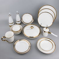 Porcelaine avec bordure dorée, nouveaux os vaisselle de Table en porcelaine, service de Table